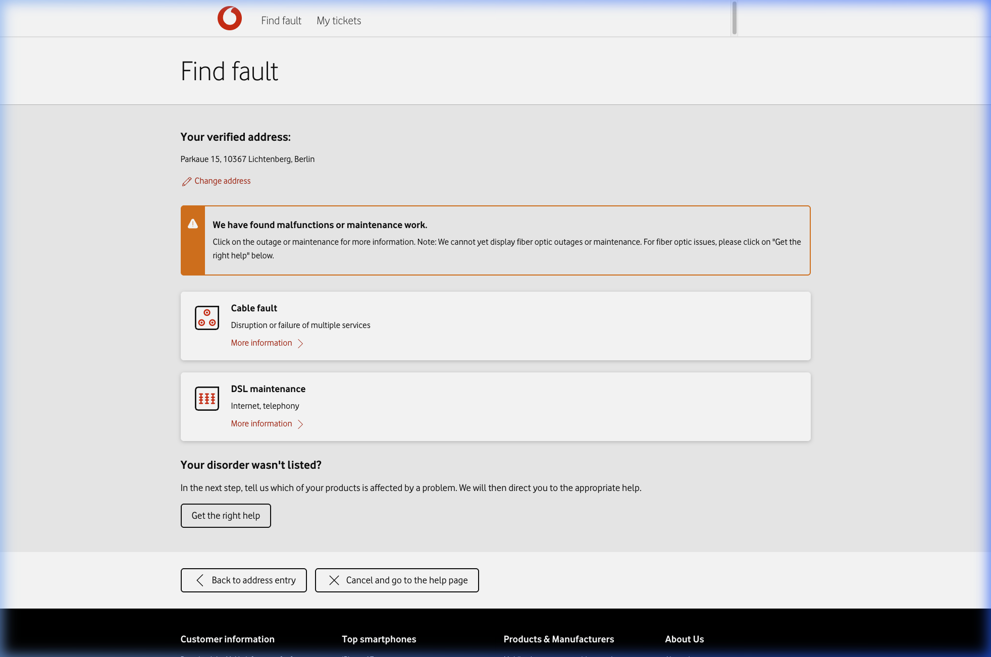 Vodafone confirms cable fault